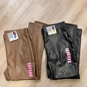 SET OF 2 High waisted faux Leather Leggings